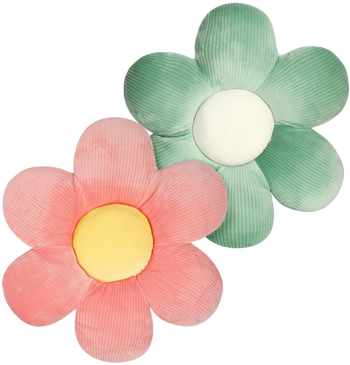 2 stuks bloemkussens, bloemvormig kussen vloerstoel zitkussen, pluizig zacht bloembladkussen, tatami zitkussen voor thuis, kantoor en auto, 40 cm (donkergroen)