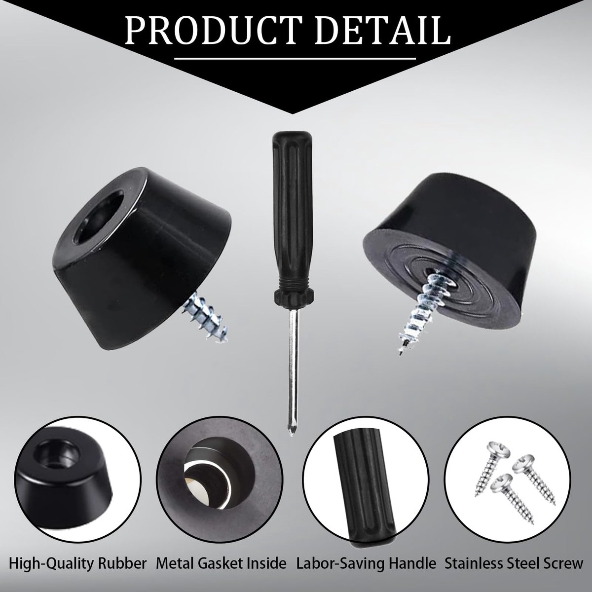 40 Stuks Ronde Zwarte Rubberen Voetjes Bumpers Pads Set, Rubberen Voeten Bumpers Pads met Ingebouwde Roestvrijstalen Ring, Anti-Slip Kleine Snijplank Rubberen Voetje met Schroevendraaier voor Meubel