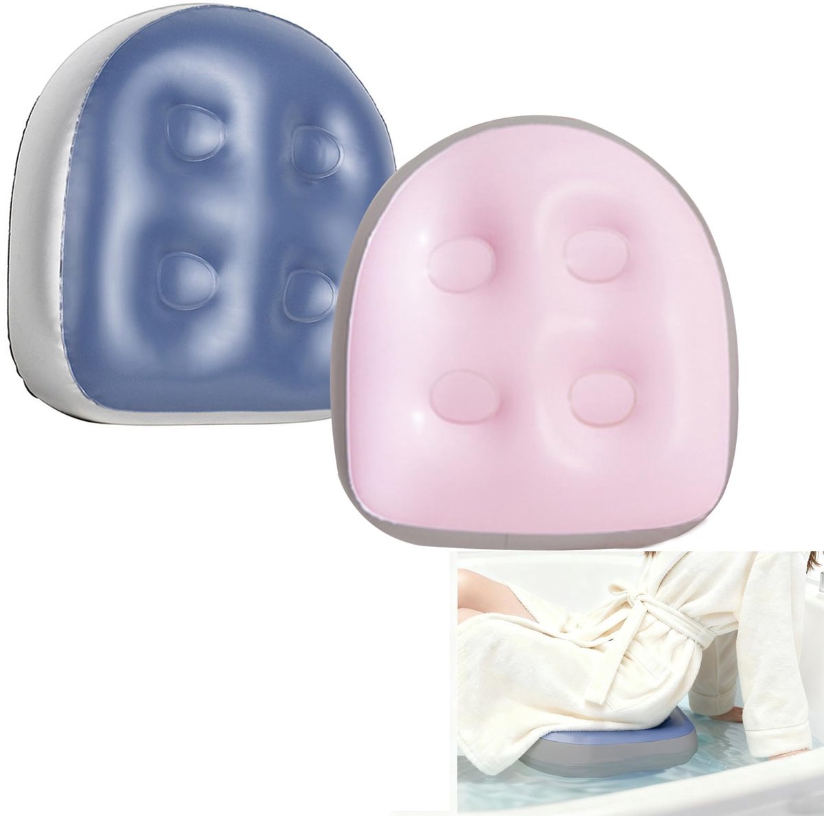 stoelverhoger, 2 stuks antislip badkussen om op te zitten, verstelbaar bubbelbad zitkussen met sterke zuignap, badkussens voor volwassenen in spa's, bubbelbaden, zwembaden, badkuipen