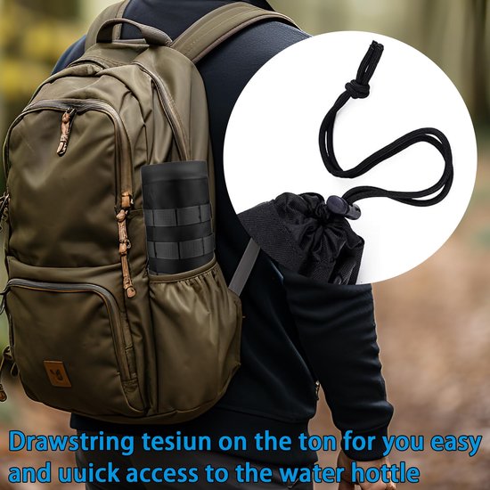flessenhouder, 1000D nylon Molle flessenhouder, rugzak, flessenhouder, riem, lekvrije drinkflessenhouder, riem, voor kamperen, wandelen, outdoor sport — afbeelding 3