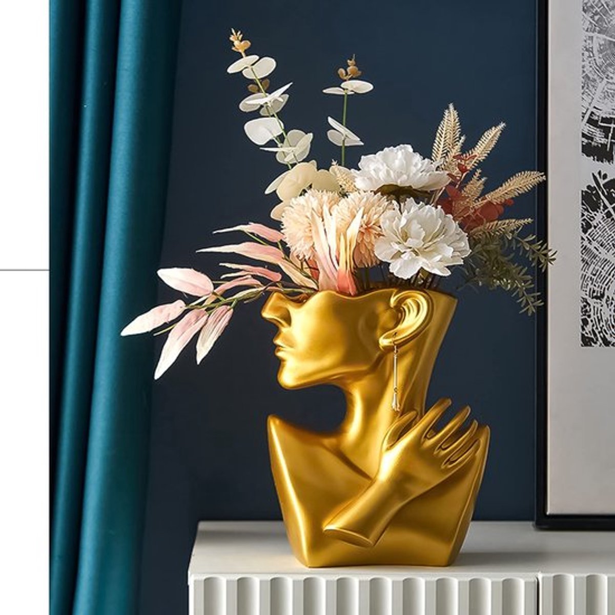 VT Goods - Creativiteit vaas decoratie - Moderne vaas gezicht - Goud