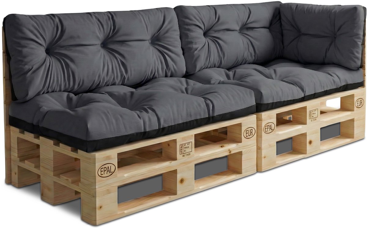 Palletkussens Outdoor Kussen Set van 5 palletkussens - Kussens voor pallets Euopallets palletbank en palletmeubels palletkussens Grafiet