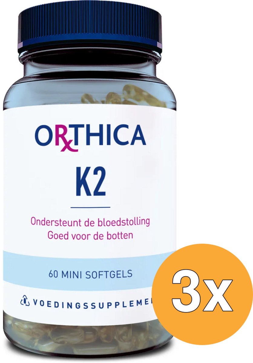 3x Orthica Vitamine K2 45 mcg (60 softgels)