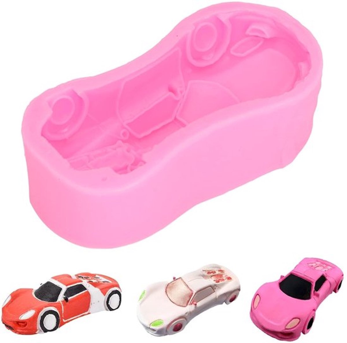 Allecto - Siliconen chocolade mallen - Auto vorm bakvorm - Roze