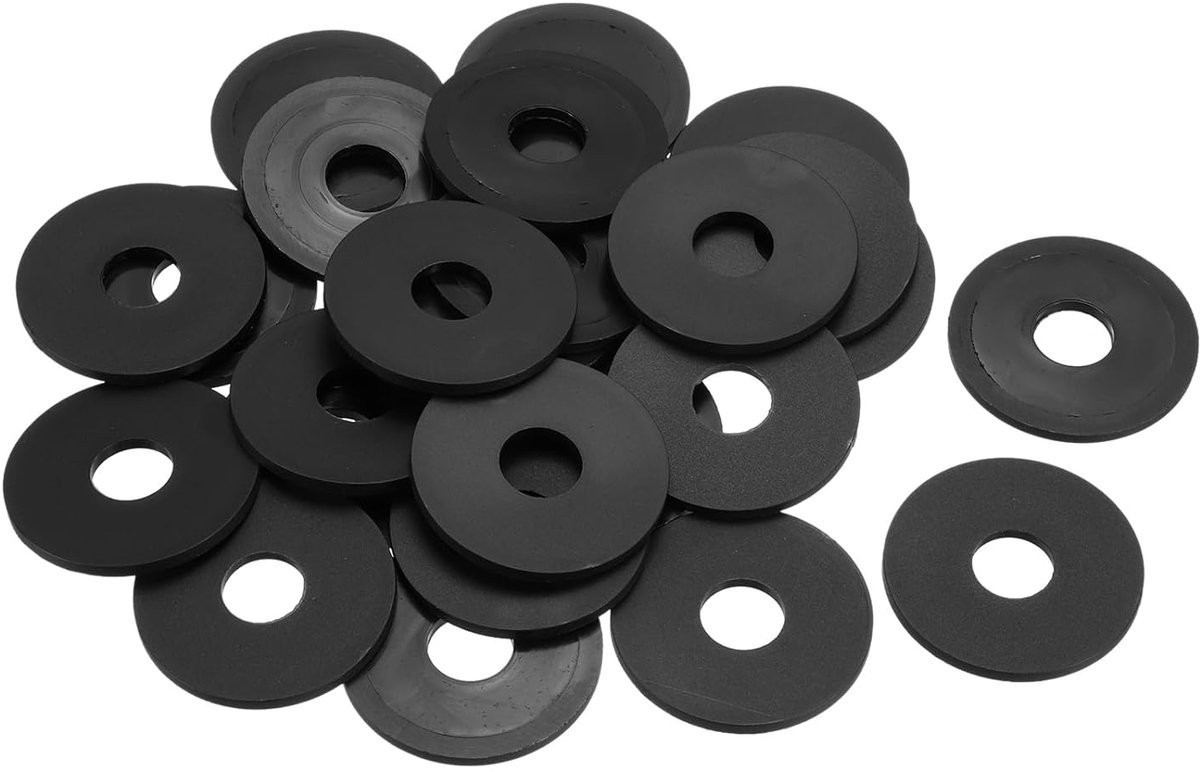 Set van 25 stuks kunststof onderlegringen M16x50x3mm, ronde platte afdichtringen van nylon, bijlagringen voor schroeven, bouten, moeren, draadstangen, handgrepen, zwart