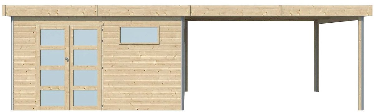 Woodlands Blokhut Kasuko met Overkapping en Dakisolatie 785 x 385 cm