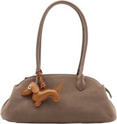 Flora&Co - FIONA - suède look - hobotas/dames handtas - teckel charm - taupe
