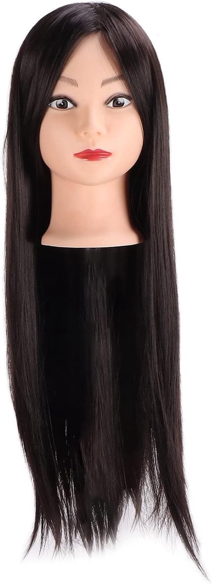Professionele Mannequin Hoofd voor Lang Haar met Stabiele Basis - Hoge Temperatuur Synthetisch Haar voor Stylen, Oefening en Kapperspraktijk