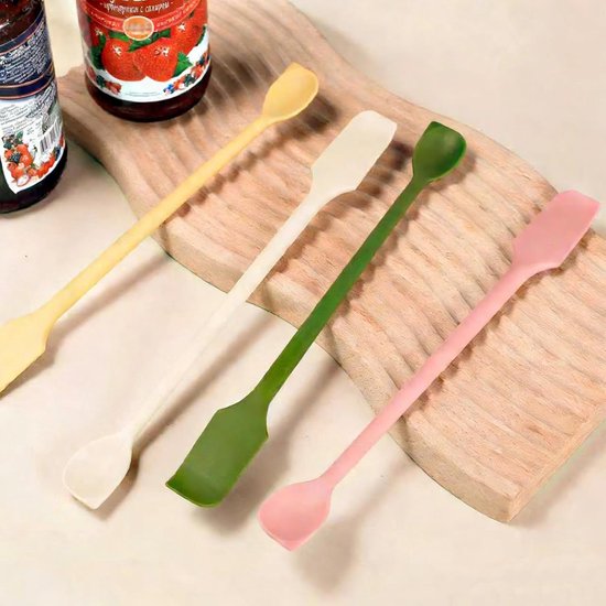 Spatels, 26 cm, dubbelzijdige kleine keukenschraper, multifunctionele deegschraper, herbruikbare mini-siliconen spatels voor smalle fles, jam en crèmes (4 kleuren) — afbeelding 2