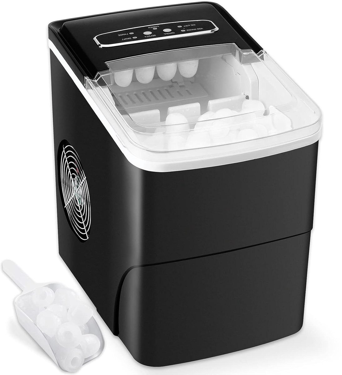 Ijsblokjesmachine - Compacte IJsmaker - Dranken Koelen - Snel IJs Maken - 12 kg per dag - Zwart