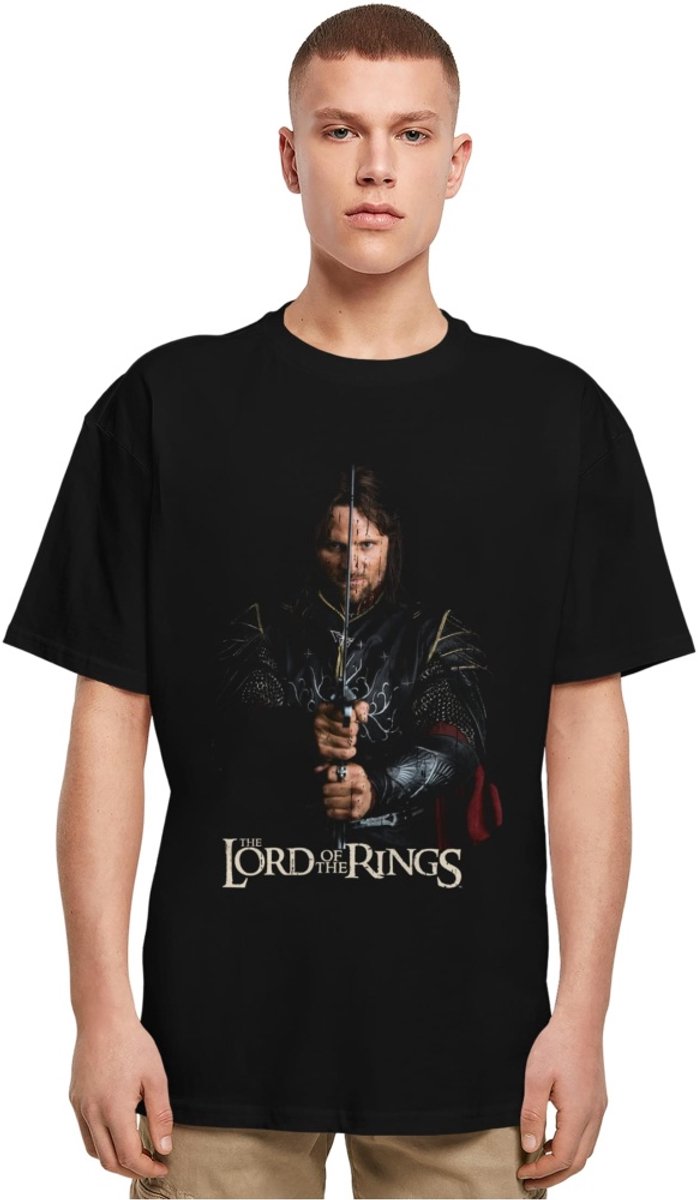 Merchcode The Lord of the Rings - Aragorn Heavy Oversize Heren Tshirt - M - Zwart