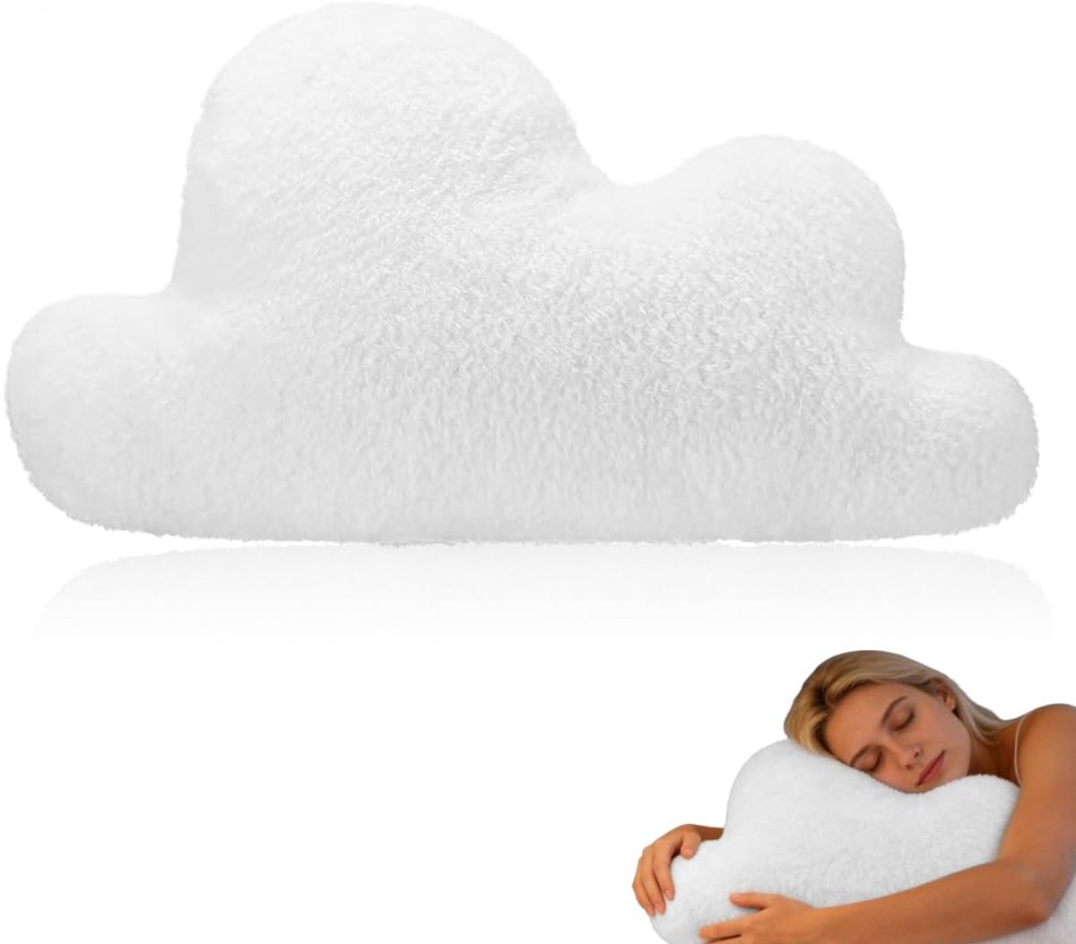 Vloerkussen, knuffelkussen, ster, pluizig sierkussen, kussen, wolkvorm, kussen, stof, pluche kussen voor bank, bed, stoel, decoratie, cadeaus voor meisjes en vrouwen, wit