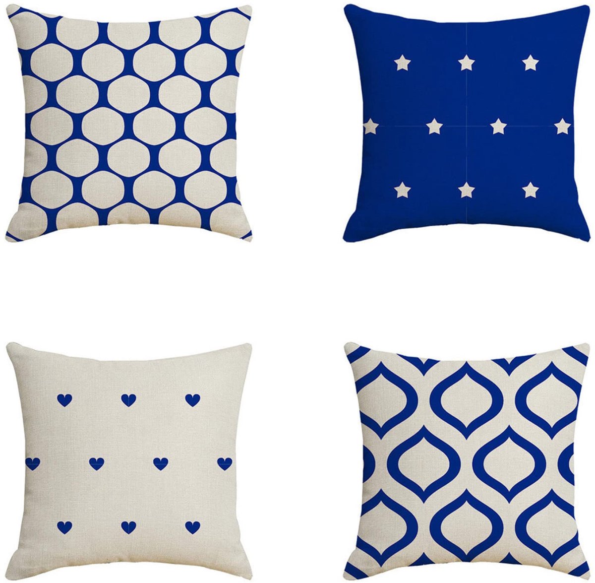 Set van 4 kussenslopen 60 x 60 cm (23,6 x 23,6 inch) linnen kussensloop decoratieve vierkante bank kussensloop, slaapkamer indoor outdoor kussenhoes voor woondecoratie gunst met onzichtbare rits (mari