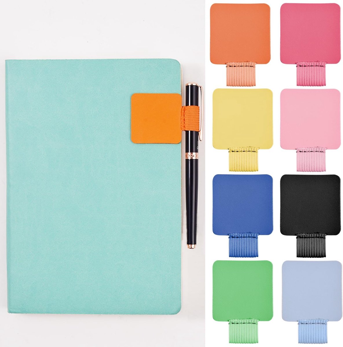 10 stuks pennenlushouder, zelfklevende lederen pennenhouder, notitieboekje, zelfklevende penring, 10 kleuren, penring, elastische penhouder, geschikt voor tablet, dagboek, kalender