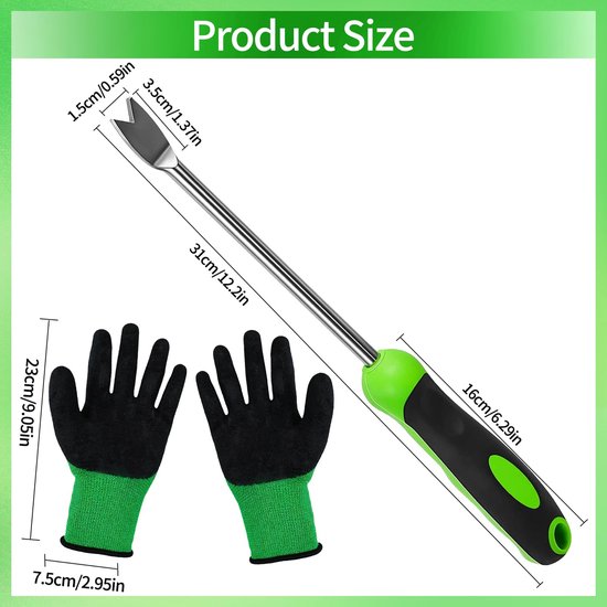 Onkruidsteker met 1 handschoen, dubbele vork, handonkruidsteker design — afbeelding 4