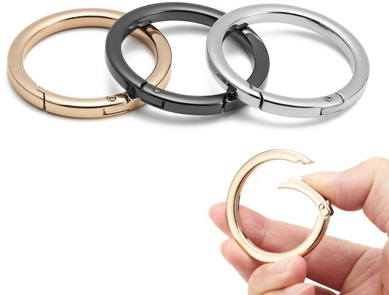 8 stuks Trigger Spring Gate O-ringen, metalen ronde veer split karabijnhaak clip voor sleutelhangers, sleutelhangers, handtas, portemonnee, portefeuilles, tassen, doe-het-zelf decoraties (goud — afbeelding 3