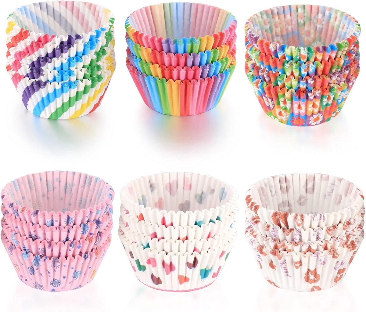 600 stuks, bakvormpjes, cupcake, regenboogpapier, voor bakken, dessert, feest, verjaardag, bruiloft