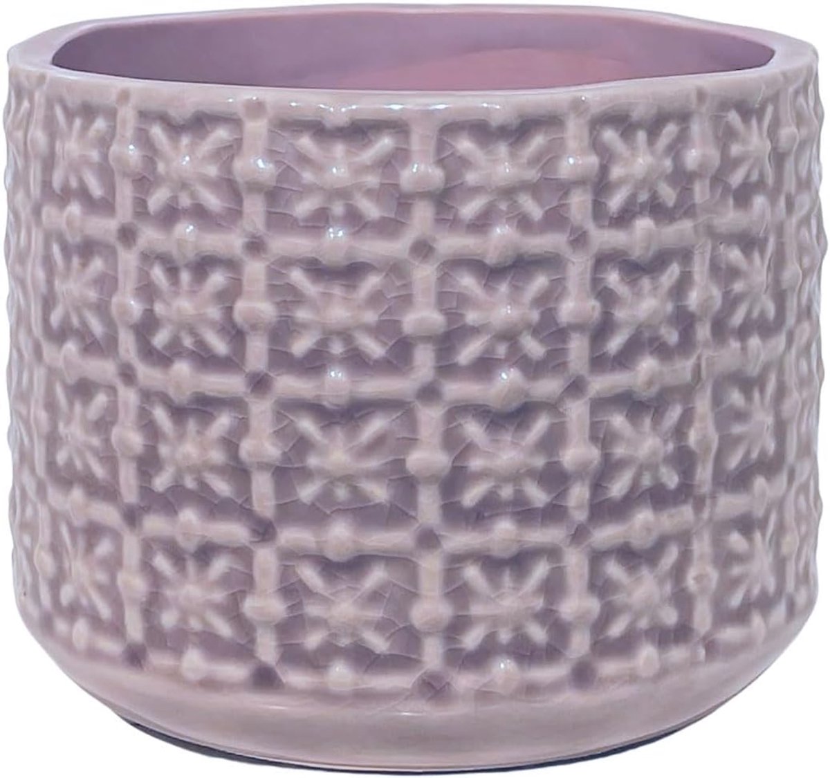 Retro Sierpot Vintage Plantenpot voor Kamerplanten, Vetplanten Bloempot Cross S (10 cm ø), Mauve, Keramisch