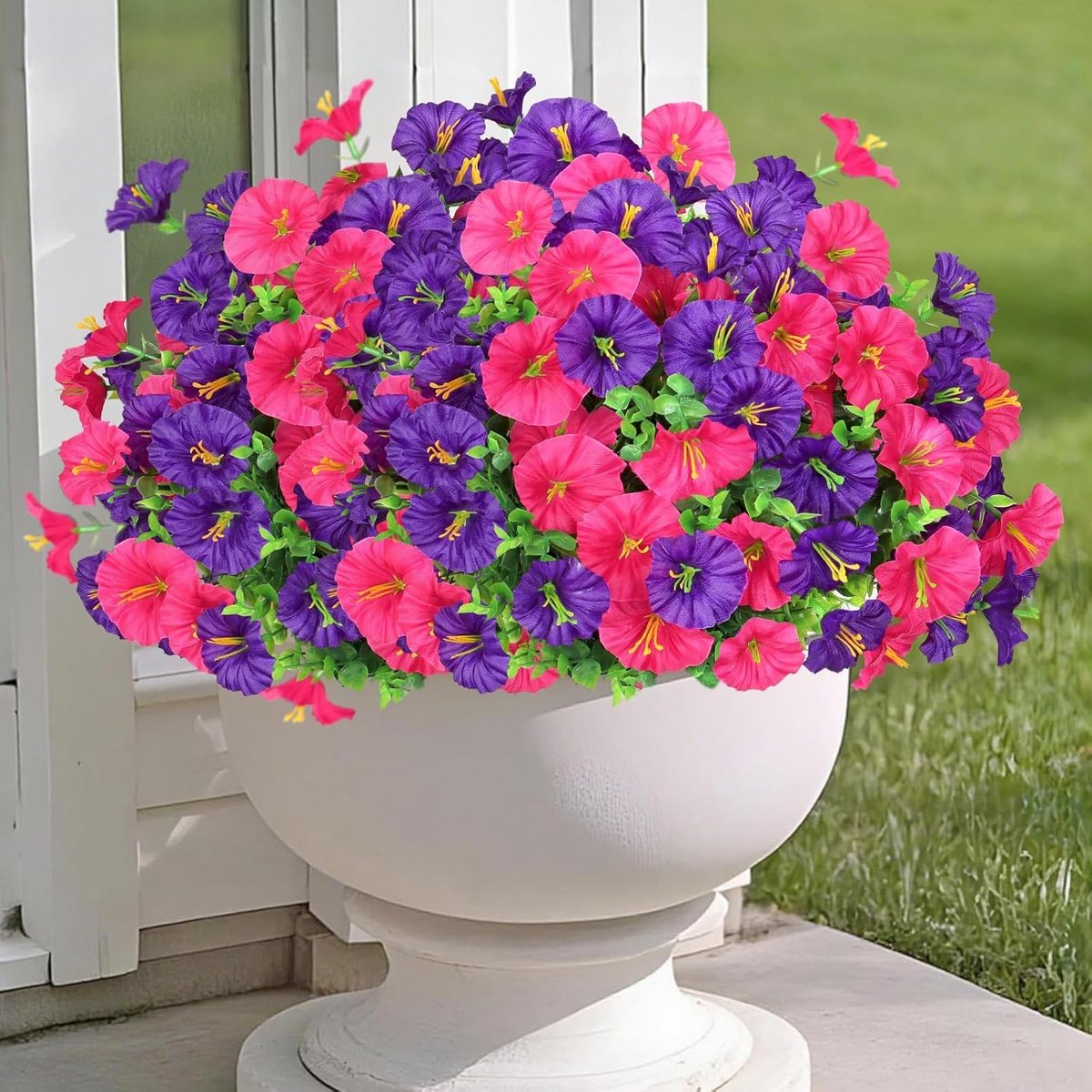 Kunstbloemen als echte 9 bundels kunstbalkonplanten, kunstbloemen, petunia, zijden bloemen, kunstplant, outdoor, weerbestendig, kunstbloemen voor buiten, balkon, tuin, veranda, bruiloft