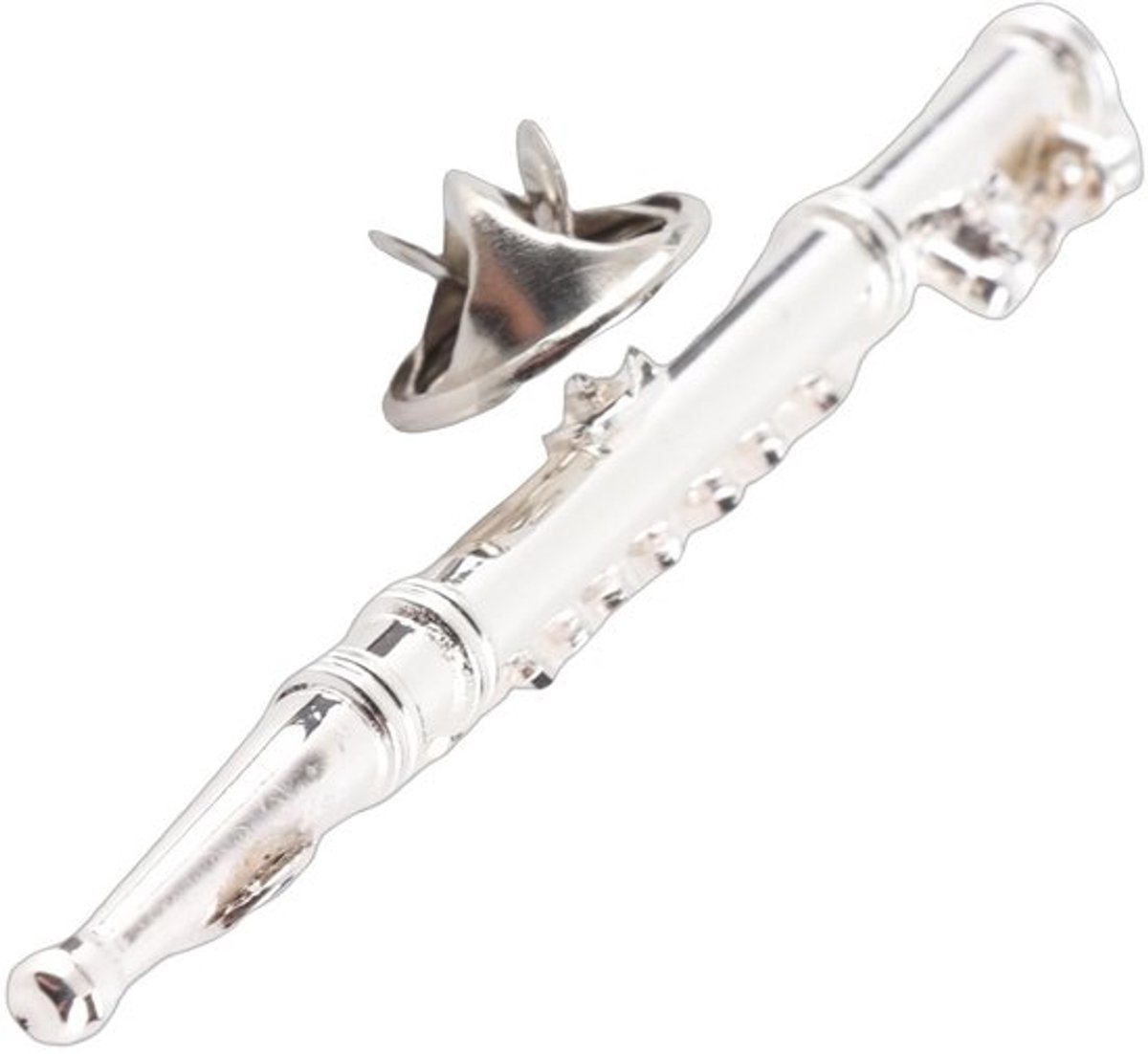 Dailygoody - Fluit Broche - Muzikaal Accessoire - Zilveren Mini