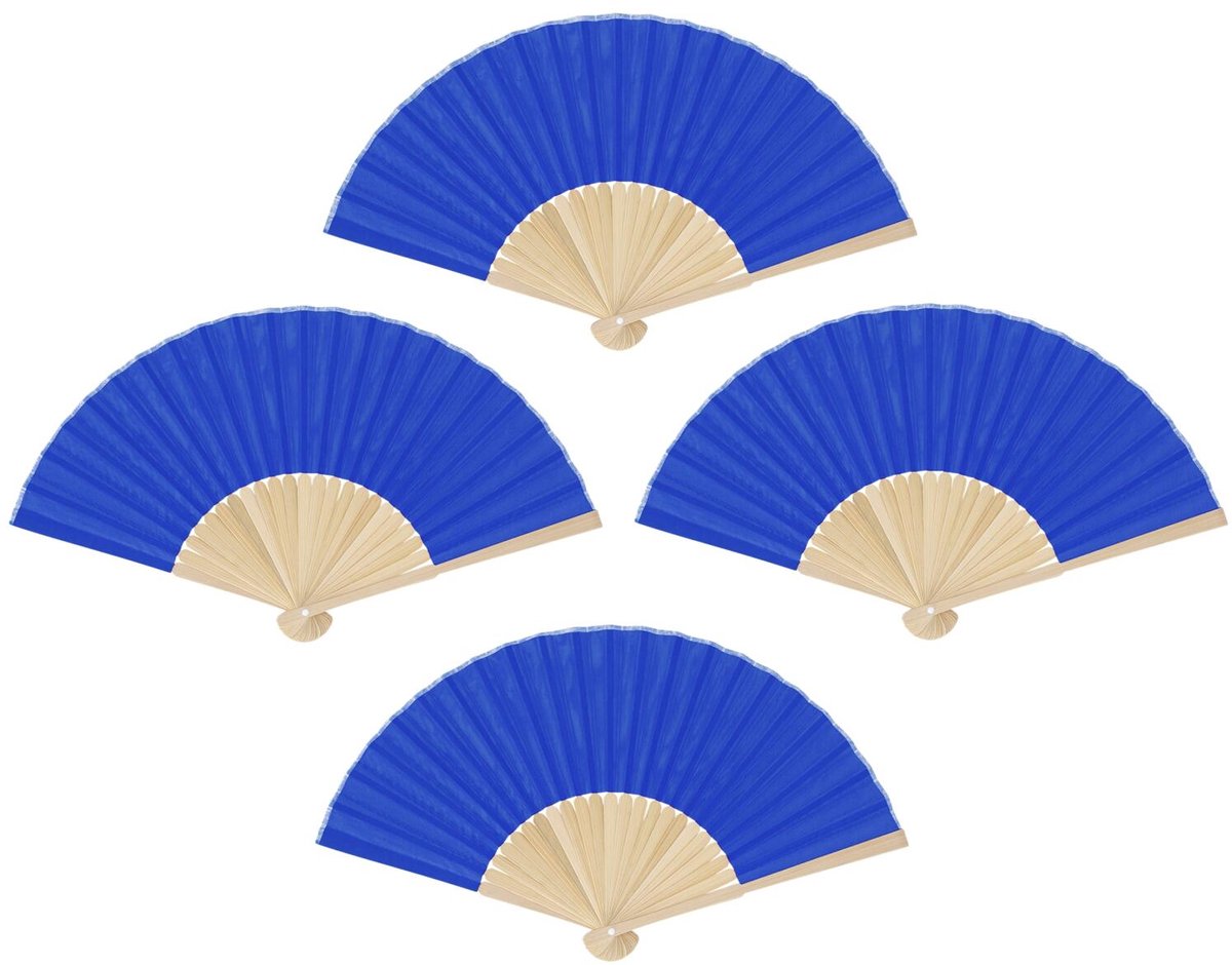 Bellatio Design Spaanse handwaaier - 10x - blauw - bamboe/papier - 38 x 21 cm - spaanse waaier - festival waaier