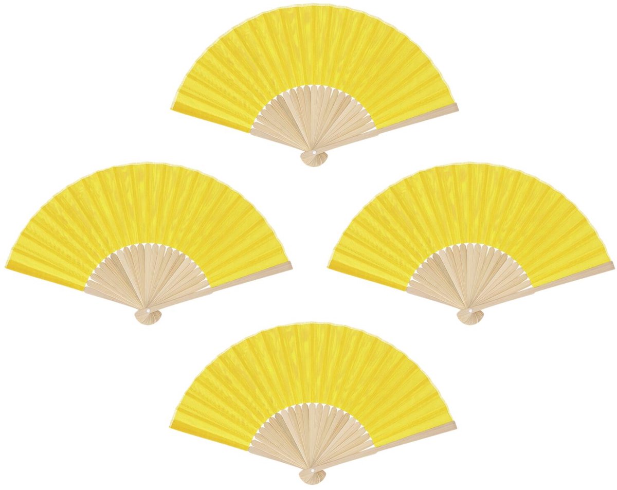 Bellatio Design Spaanse handwaaier - 10x - geel - bamboe/papier - 38 x 21 cm - spaanse waaier - festival waaier
