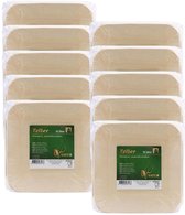 Humbert Feestbordjes - gebaksbordjes - van geperst hout karton - 100x - beige - vierkant - Dia 21 cm - party bordjes - wegwerp servies