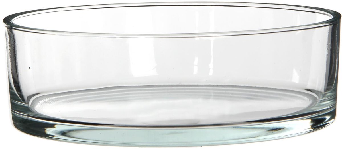 Mica Decorations Lage schaal/vaas - rond - transparant glas - 8 x 25 cm - plat - glazen vazen