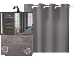 Atmosphera gordijn lilou - 2x - L260 x B140 cm - donkergrijs - polyester - met ringen