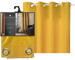 Atmosphera gordijn lilou - 2x - L260 x B140 cm - okergeel - polyester - met ringen