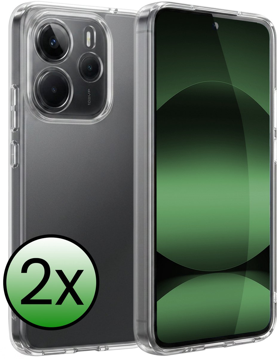 Hoesje 2 Stuks - Geschikt voor Xiaomi Redmi Note 14 5G - Sterk & Shockproof - Case Siliconen - Back Cover - Telefoon Hoes - Transparant