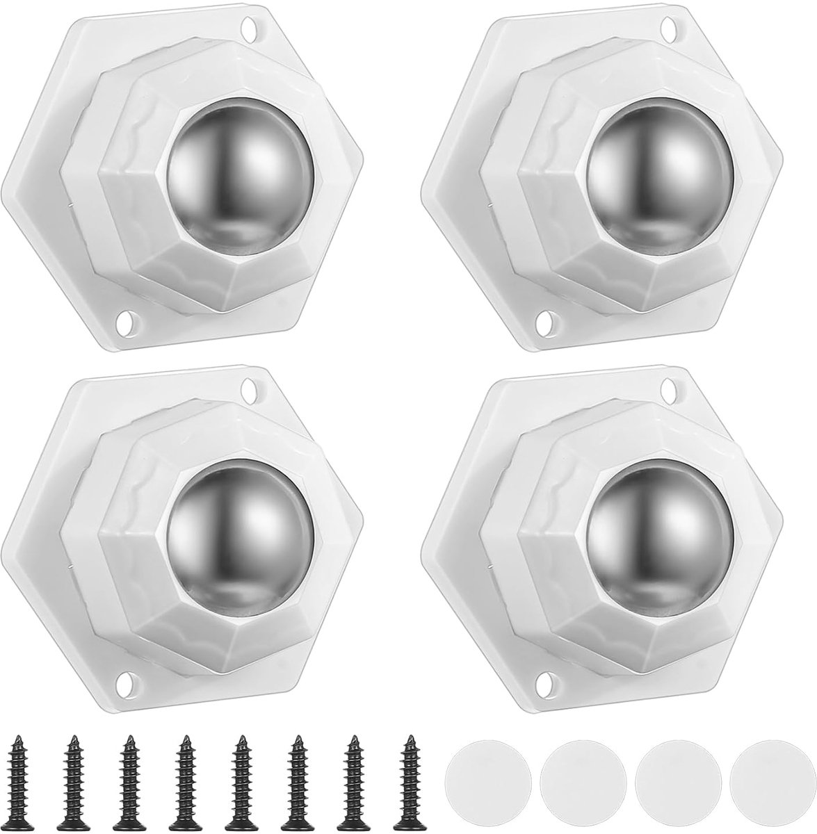 4 stuks meubelwielen, klein, kogelwielen voor meubelrollers, kogelwielen, zware belasting, 360° draaibare zelfklevende meubelwielen, plat voor meubels, keukengerei, tafelwielen, draagvermogen 200 kg +
