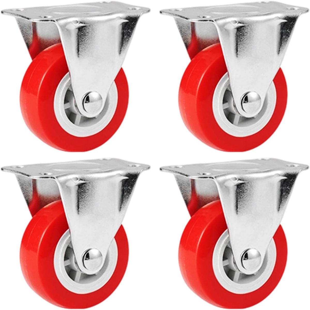 zware belasting, 38 mm, 4 stuks bokwielen zonder remmen, rechte uitlopende PU-transportwielen tot 200 kg, set voor stabiele meubels en pallets (sporenvrij)