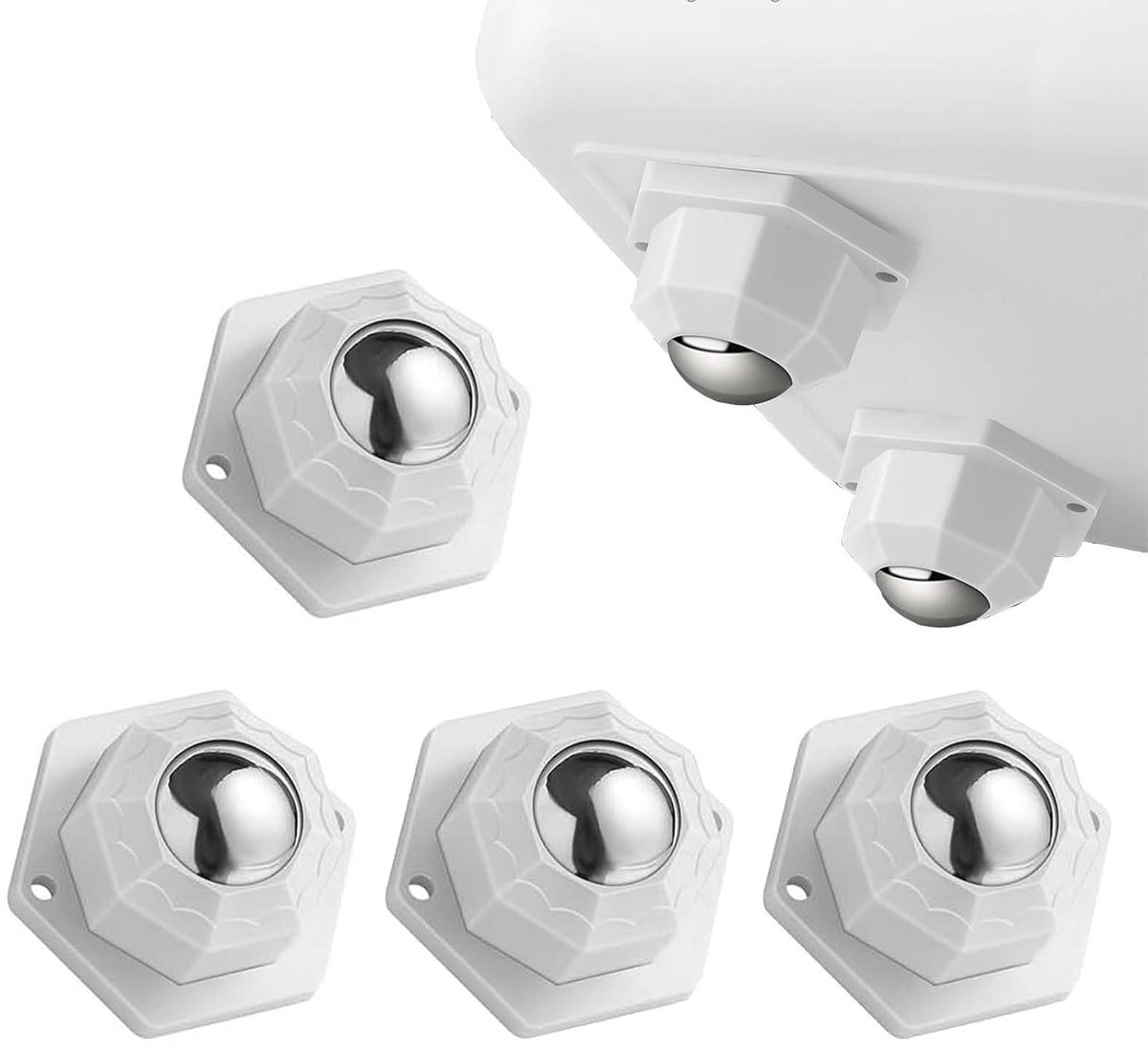 4 Stuks Kogelrollen, Zware Meubelwielen 360°Draaibare Rollen | Kogelwielen Voor Zware Voorwerpen, Meubelglijders, Voor Het Vervoer Van Meubels, Goederen Wit, Kogelwielen Voor Meubels