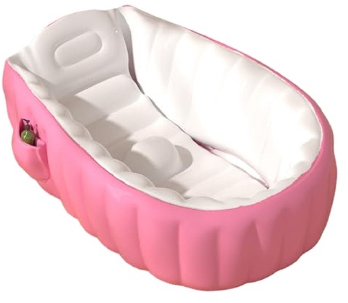 Opblaasbaar babybadje met ingebouwde voetpomp, antislip badkuip met rugsteun en opbergzak, Stijl-1
