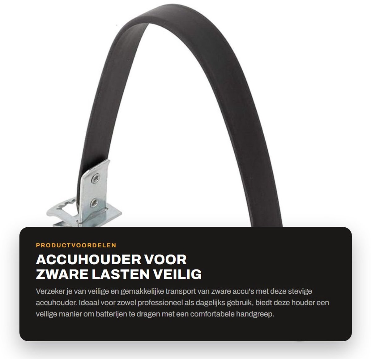 Dailygoods - Accuhouder voor Zware Lasten - Veilig en Duurzaam - Zwart Metaal - Geschikt voor Meeste Accu's - Handgreep voor Gemakkelijk Draagcomfort