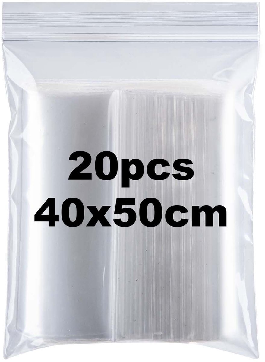 Dailygoods- Hersluitbare Plastic Zakken - 20 Stuks - 40 x 50 cm - Ritszakken Transparant - Duurzaam - Scheurvast - Geschikt voor Kleding en Voedsel