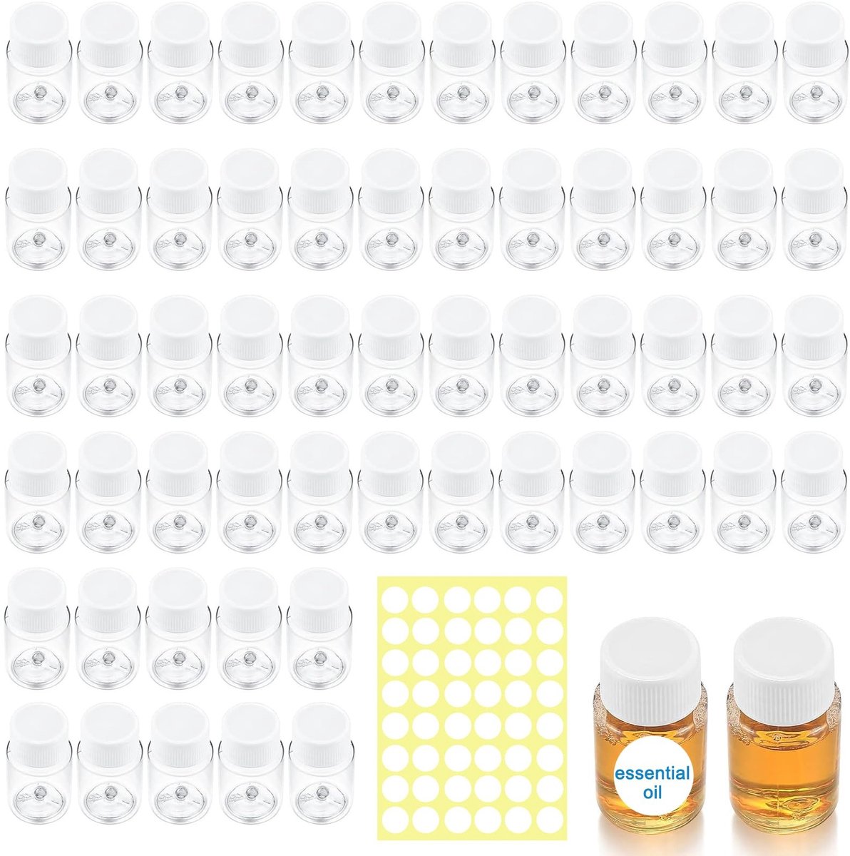 Dailygoods- Testflesjes 60 Stuks - 20 ml Draagbare Plastic Flessen - Transparant met Schroefdop - Monsterhouder - Etiketten voor Cosmetica - Pilfles