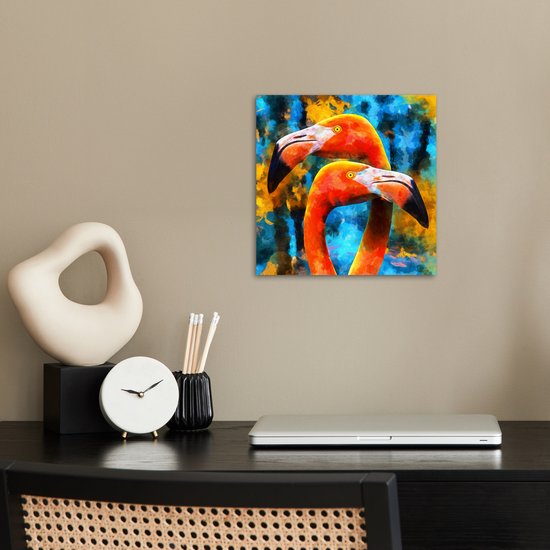 Tableau poster - Peinture à l'huile - Flamingo - 30x30 cm