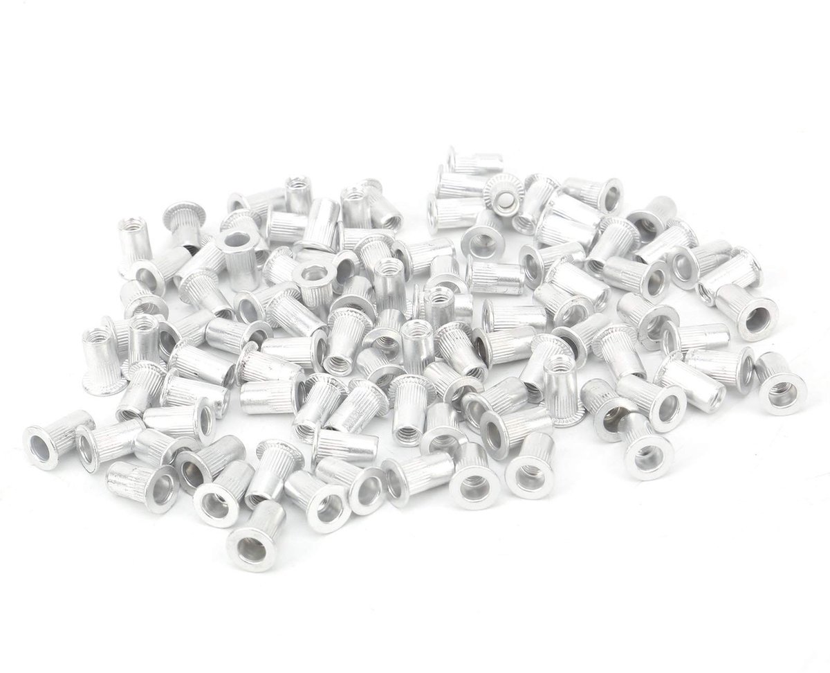 Dailygoods- Trekklinknagelmoeren 100 stuks - Aluminium - Verzinkt - Bevestigingsmateriaal - Geschikt voor metalen platen/pijpen - Geclassificeerd in plastic doos - Klinknagels