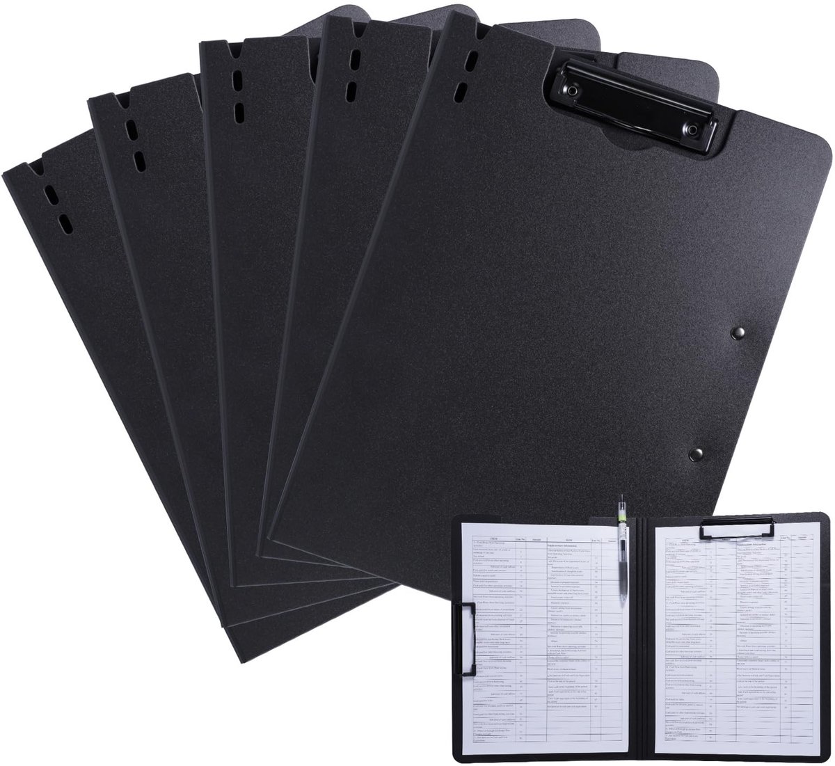 Dailygoods- Klemmbord A4 - 5 Packs Schrijfmap met Deksel - Klemmbordmap met 2 Klemmen - Lichtgewicht en Duurzaam - Waterdicht en Slijtvast - 360° Vouwbaar Design