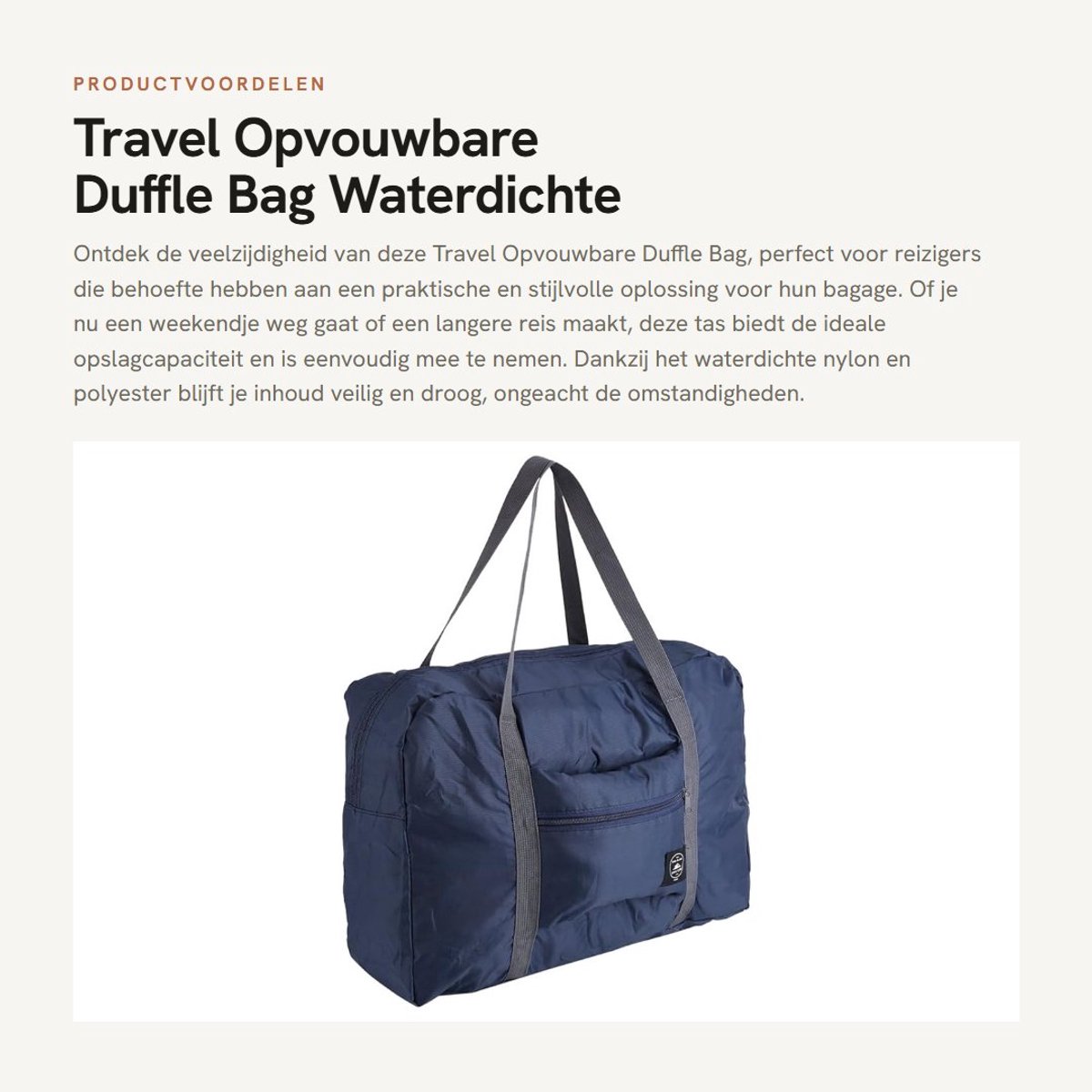 Dailygoods- Duffle Bag Waterdicht - Opvouwbaar - Lichtgewicht - Reistas - Bagage Tas - Grote Opbergruimte - Nylon/PVC