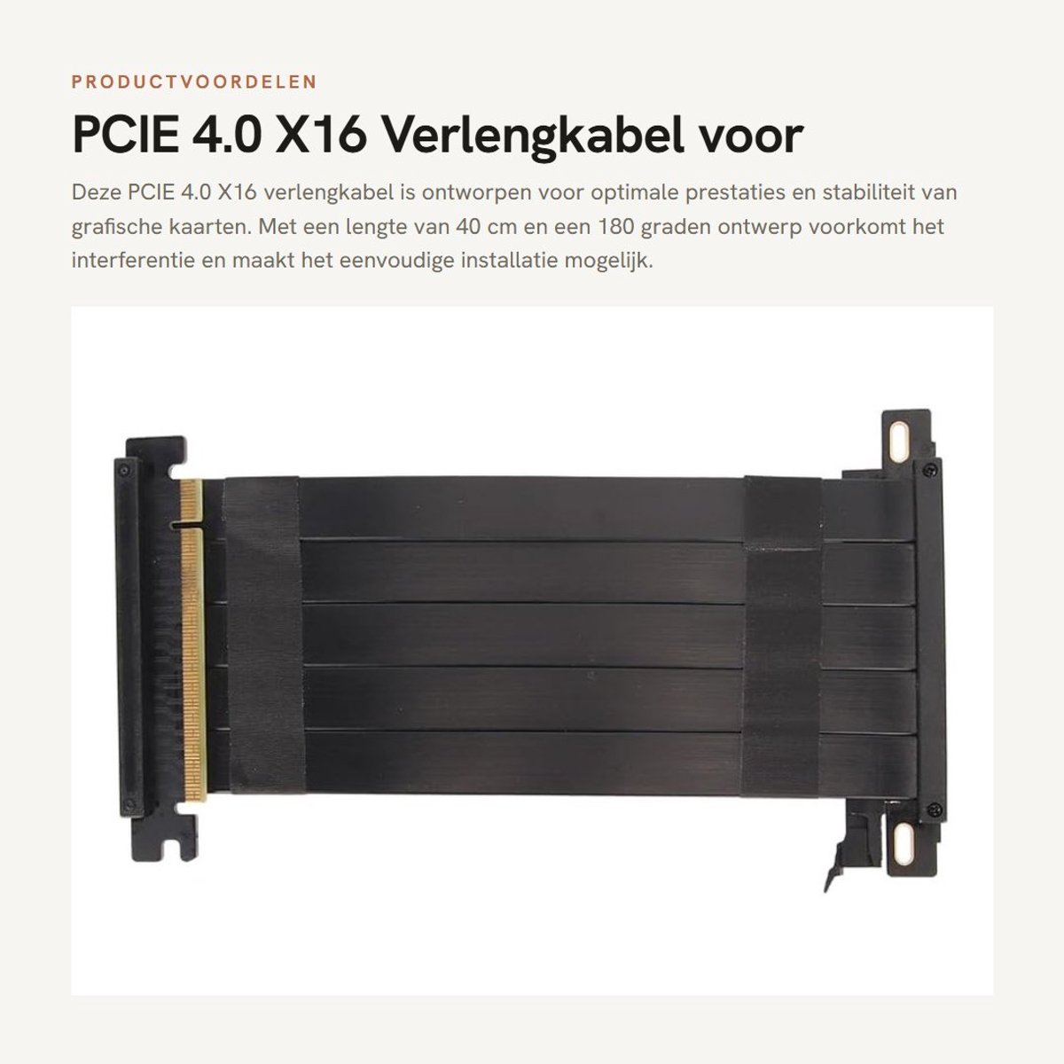 Dailygoods- Riser Kabel 180 Graden - PCIE 4.0 x16 Verlengkabel - Hoge Snelheid - Compatibel met RTX 40/7000 Serie - Plug and Play - Professioneel Ontwerp - Grafische Kaart Verlengkabel