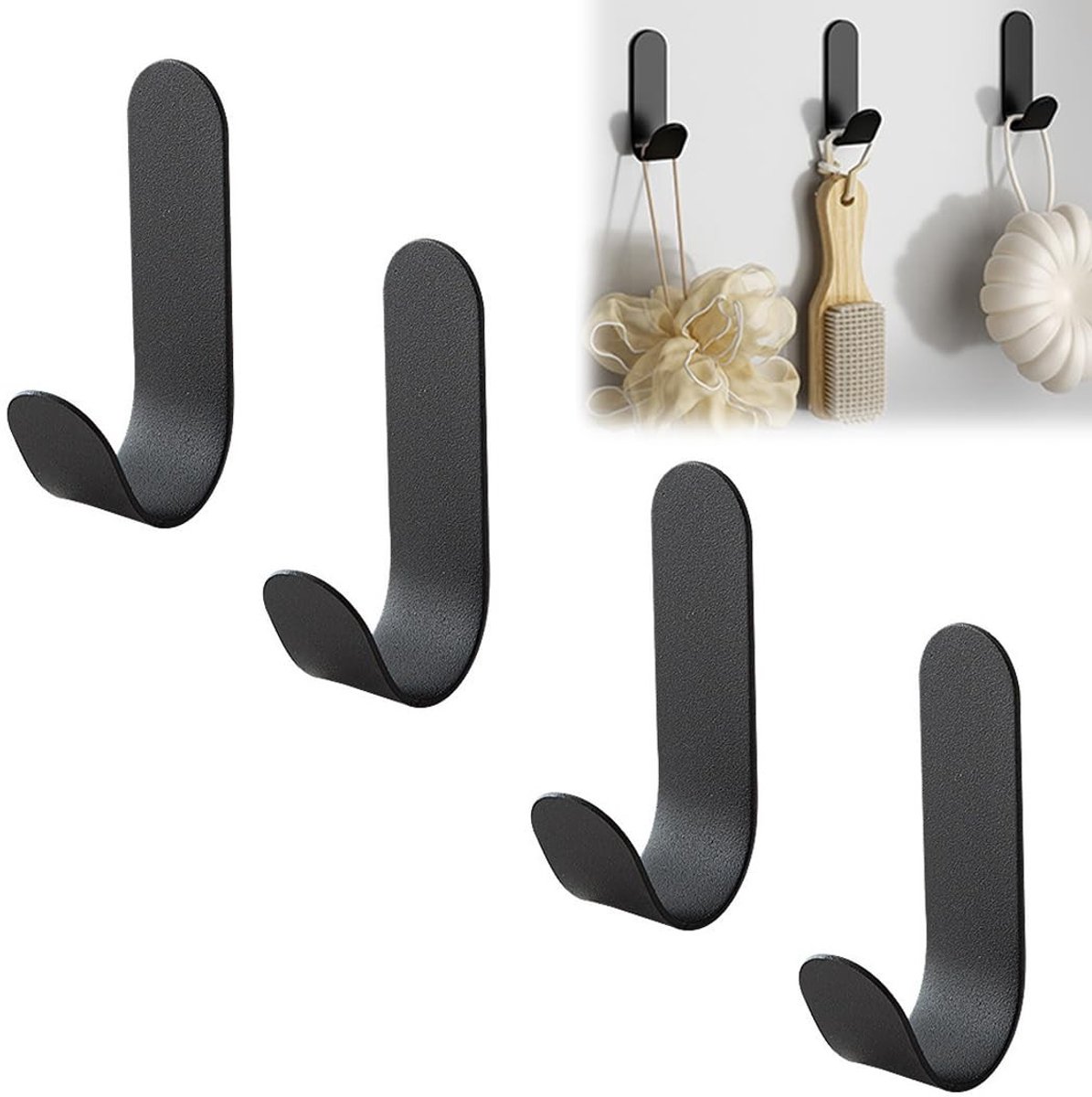 Dailygoods- Kleefhaken 4 Stuks - Zelfklevende Haken - Roestvrij Staal - Waterdicht - Duurzaam - Eenvoudig te Installeren - Haak