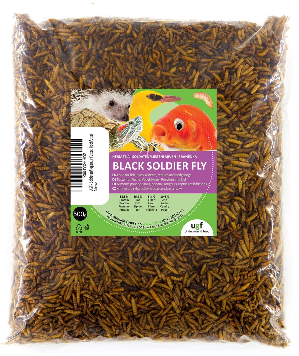 Dailygoods- Soldatenvliegenlarven 500 g - Beter dan gedroogde meelwormen - 85 keer meer calcium - Eiwitrijke insectensnack - Geschikt voor vogels/egels - Duurzaam diervoeder