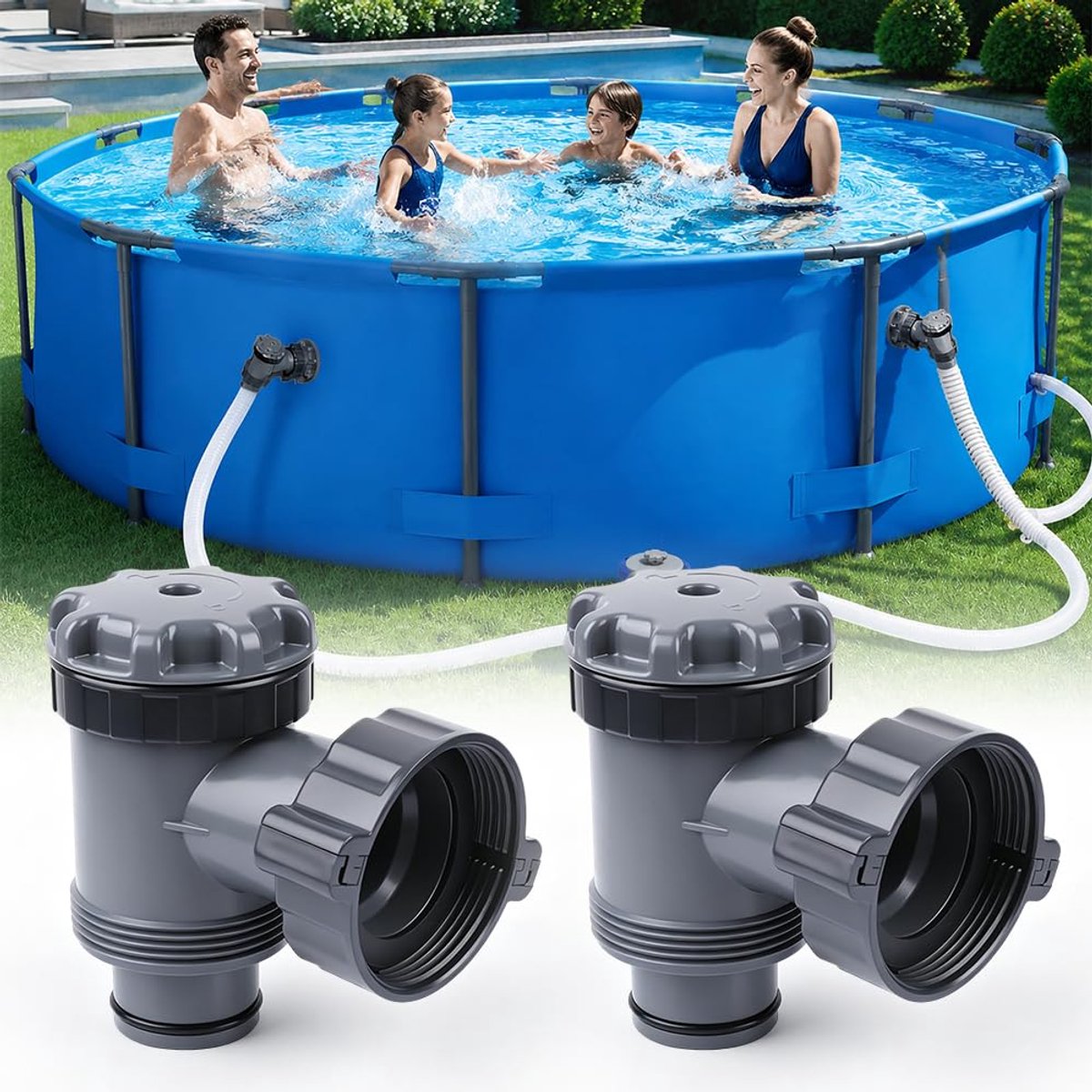 Plunger Valve, 2 stuks, 38 mm, ABS, zuigerventielaansluiting, visaccessoires voor Bestway, Hnemix, Intex en Coleman zwembaden