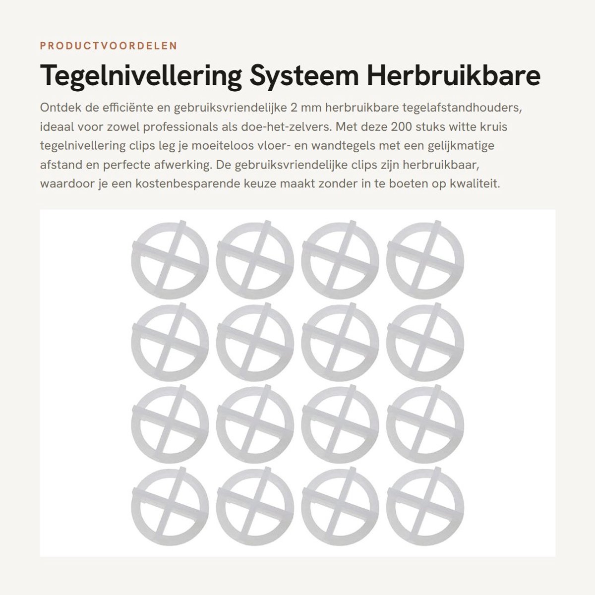 Dailygoods- Tegelnivellering 200 Stuks - Herbruikbare Afstandhouders - Plastic Clips - Tegellegereedschappen - Voor Vloer/Wandtegels - Diameter 30 mm - Tegelafstandhouders