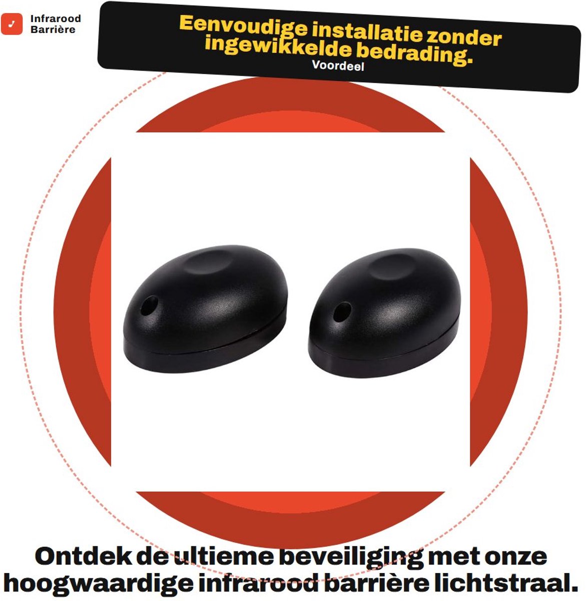 Dailygoods - Infrarood Barrière Lichtstraal - Veiligheidssysteem - Eenvoudig te installeren - Zwart - Bewegingsdetectie - Voor poorten en deuren - Ala...