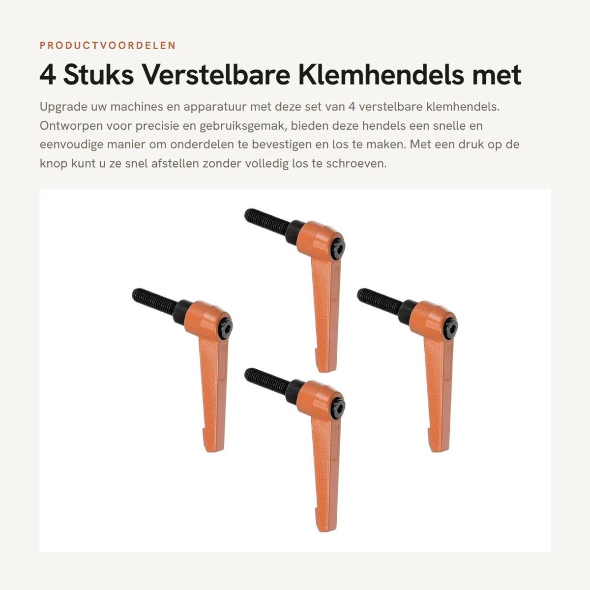 Dailygoods- Klemhendels verstelbaar - Snelspanner met drukknop - Schroefnoppen - Aluminiumlegering - Buitendraad - Voor machines en apparatuur - Schroefknoppen