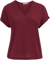 WE Fashion Dames T-shirt met opengewerkte structuur - Curve